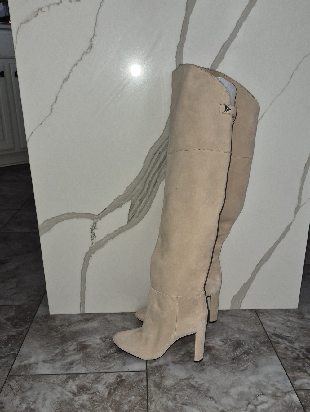 SCHUTZ EUC CREAM REAL SUEDE OTK THIGH HIGH BOOTS WORN2×